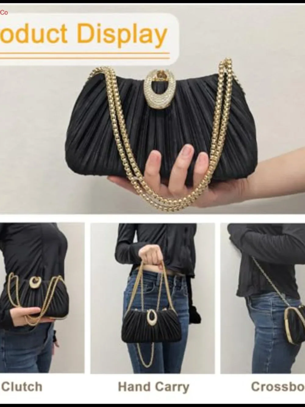 Satin Evening Clutch Purses for Women Elegant Formal Small Shoulder Bag